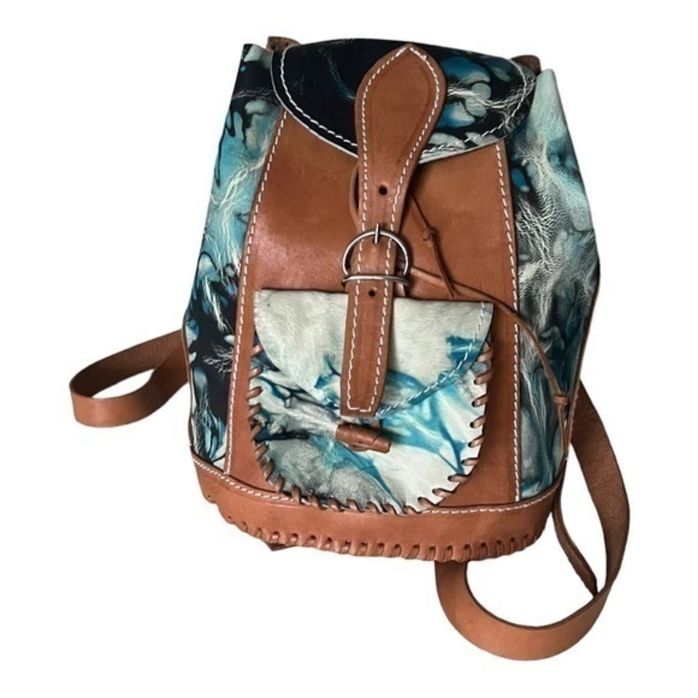 Vintage Multicolored Genuine Leather Light Weight Artisan Backpack